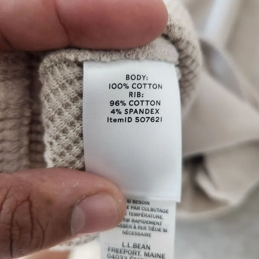 LL Bean Men's Medium‎ Oyster Shell Signature Waffle Crewneck Sweater NWT